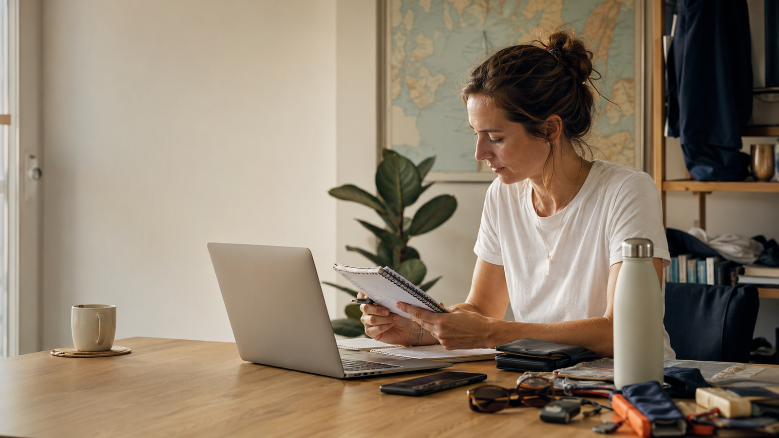 Frau am Schreibtisch an ihrer To Do Liste arbeitend